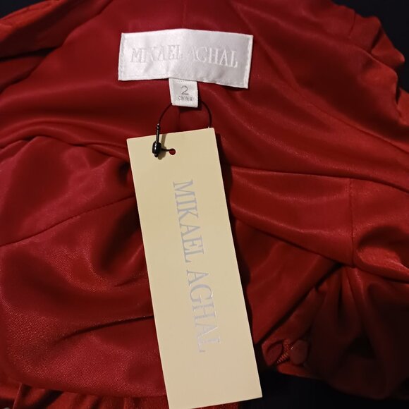 Mikael Aghal, Jersey‎ Knit Layered Party Dress in Red, Size 2, *NWT - Picture 9 of 16